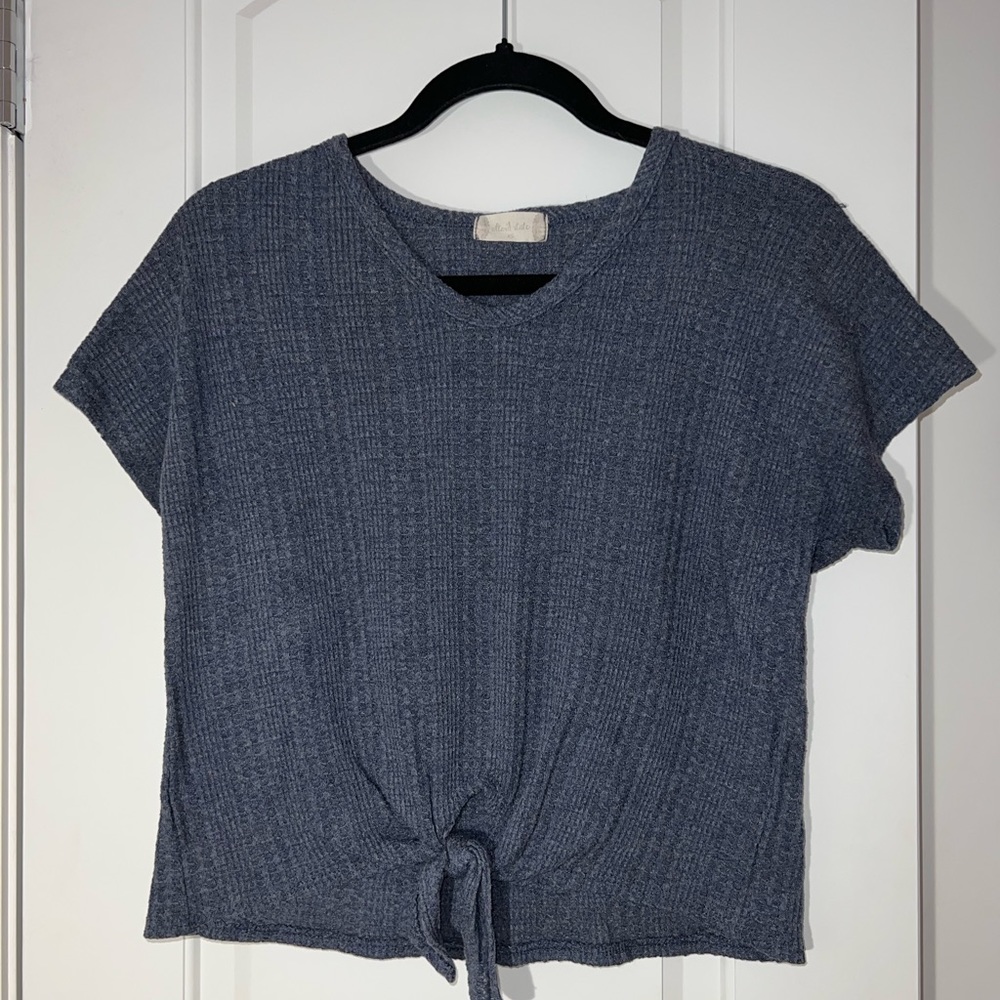 Blue Crop Top w/Front Knot